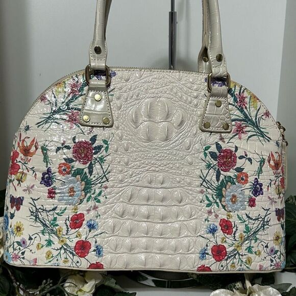 NWOT I M Heart Handbag Women's 15"x 10" Multicolor Floral Vinyl Croc Embossed - Picture 3 of 14